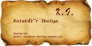 Koletár Ibolya névjegykártya